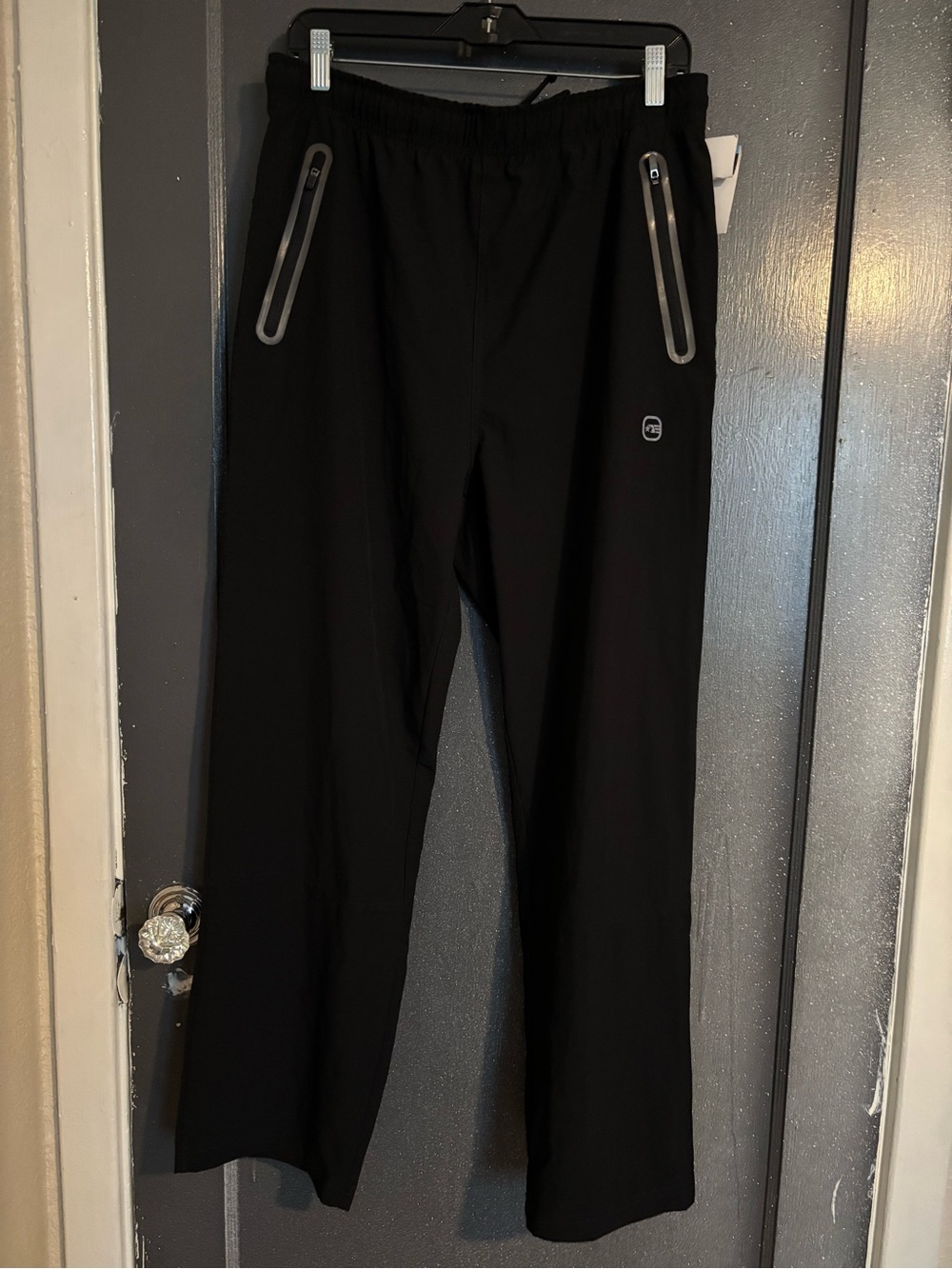 Free Country Black Men's Jogger Pants with Reflective Zipper Accents